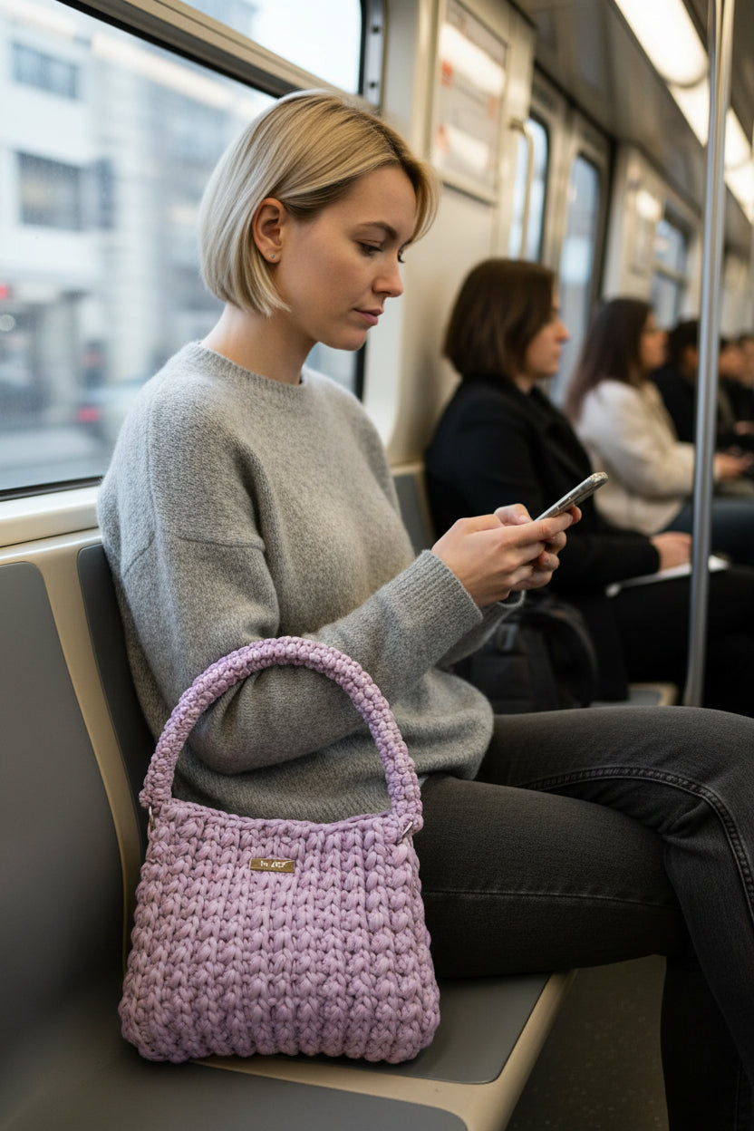 Lavender horgolt táska